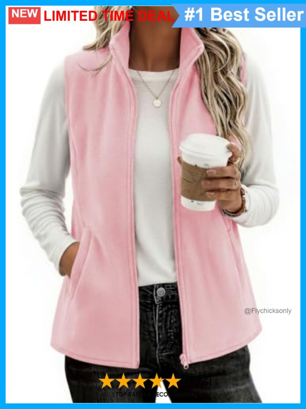 Womens Fleece Vest Sleeveless Zip Up Outerwear with Pockets
